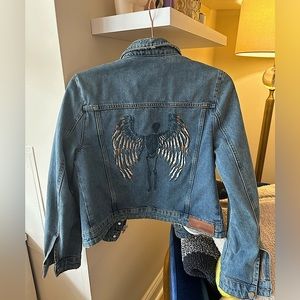 ZADIG AND VOLTAIRE DENIM JEAN JACKET WITH PATCHWORK